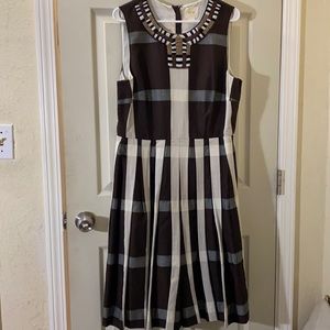 Brown and grey plaid dress